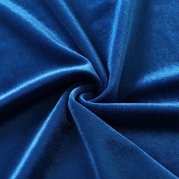 Blue Velvet High Slit Corset Maxi Gown - Picture 13 of 16